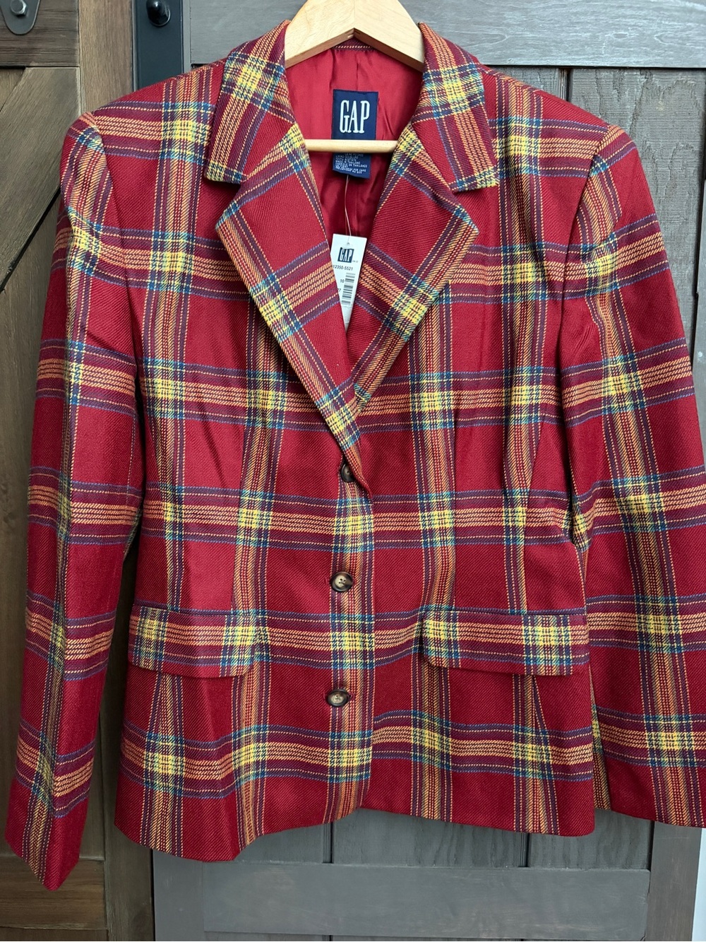 ❤️💛💙GAP Red Plaid Blazer Jacket Preppy NWT